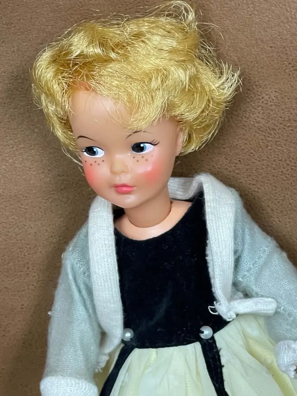 Vintage Ideal Pepper Doll Tammy's Little Sister Blonde with Dress and Cardigan
